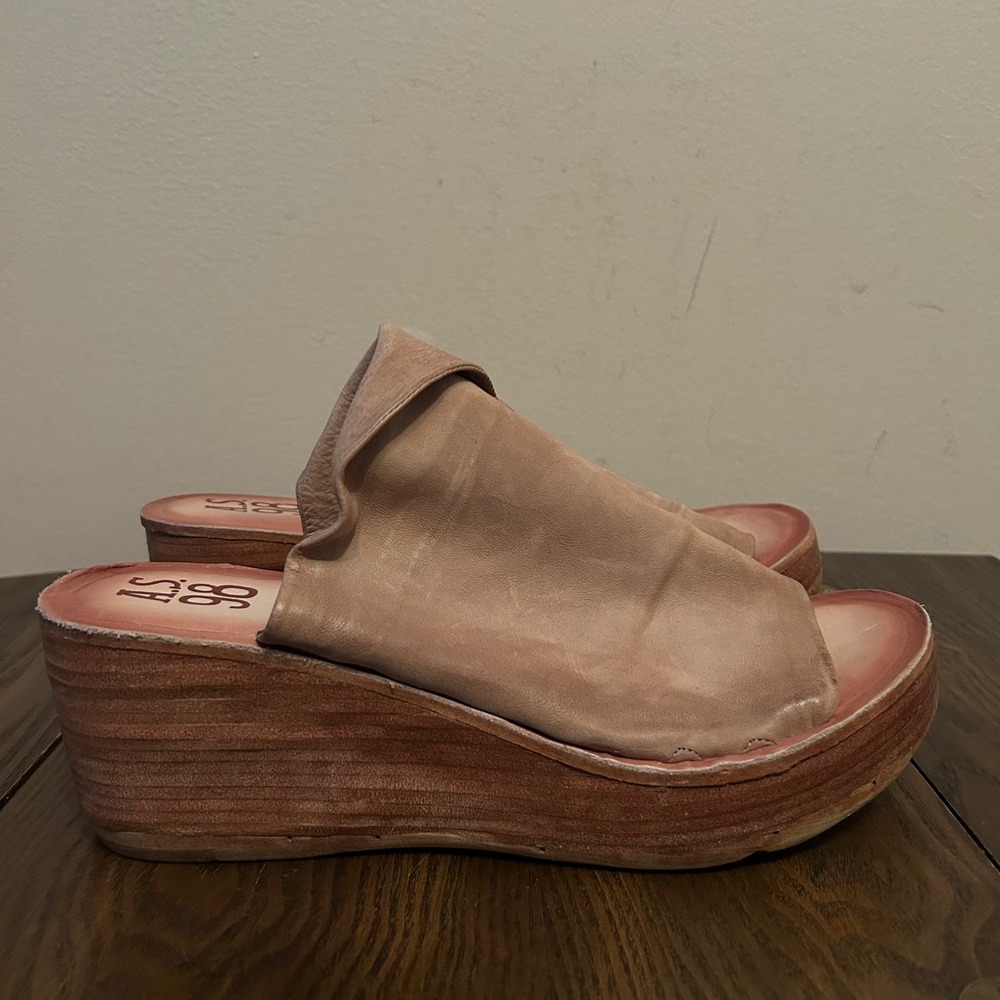 A.S. 98 Womens Leather Wedge Sandals Slip On Shoes Niels Size 42 (10.5-11) - Picture 2 of 10